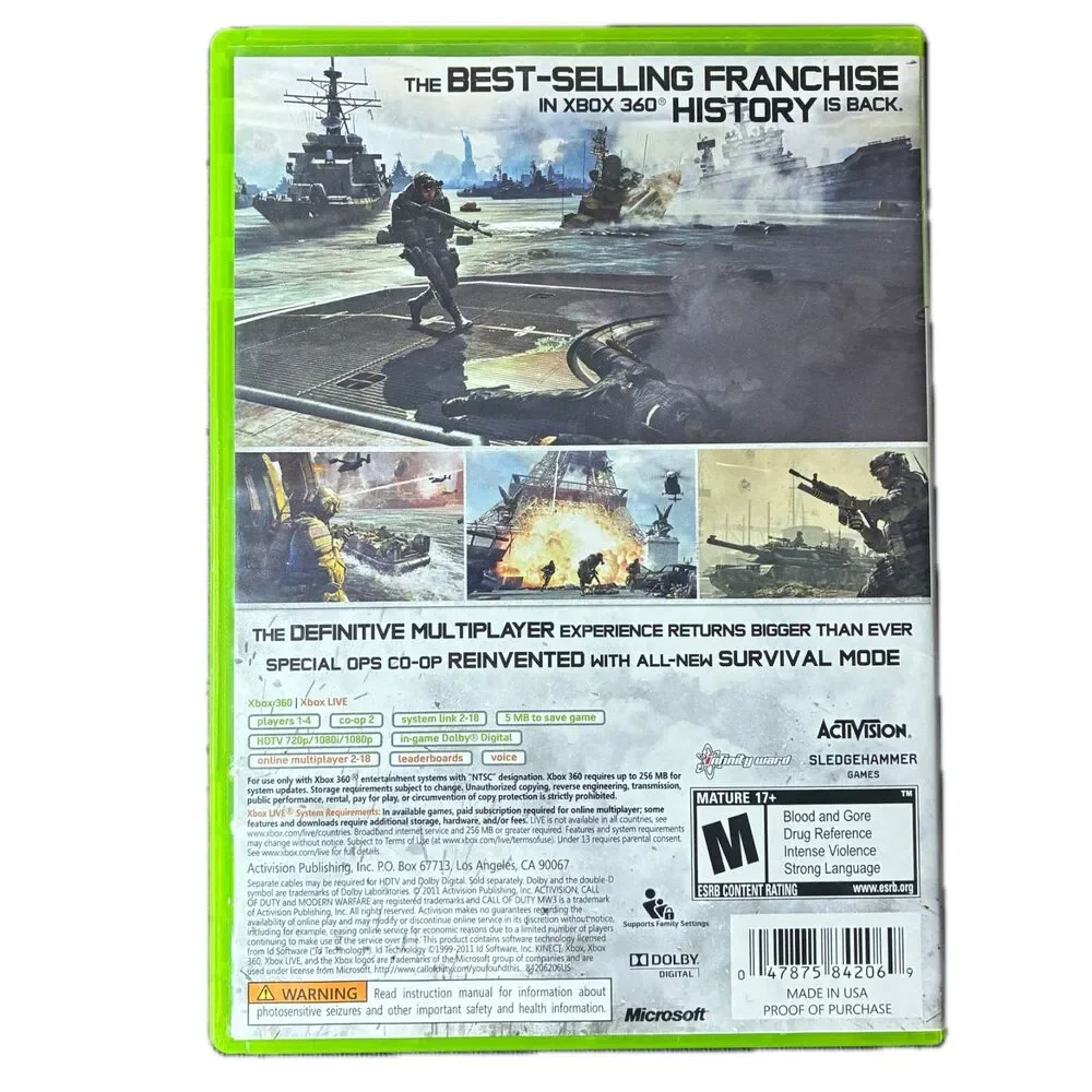 Xbox 360 Game Lot of 5 Call of Duty MW 1 MW 2 MW 3 Bad Company 2 Borderlands